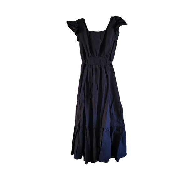 Free People Dresses & Skirts - Free People Black Cotton Square Neck Ruffled Tiered Sundress